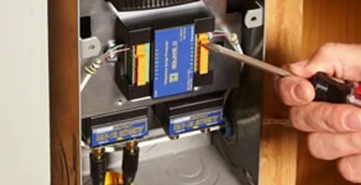 Whole home surge protection device being installed by a licensed electrician to protect electrical systems in Saint Petersburg, FL